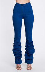 Venice Blue HIgh Waist Stacked Leg Denim Jeans - JEANS