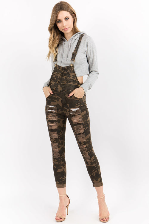 Camo Distressed Overall Bibs - PLUS - jumpsuit