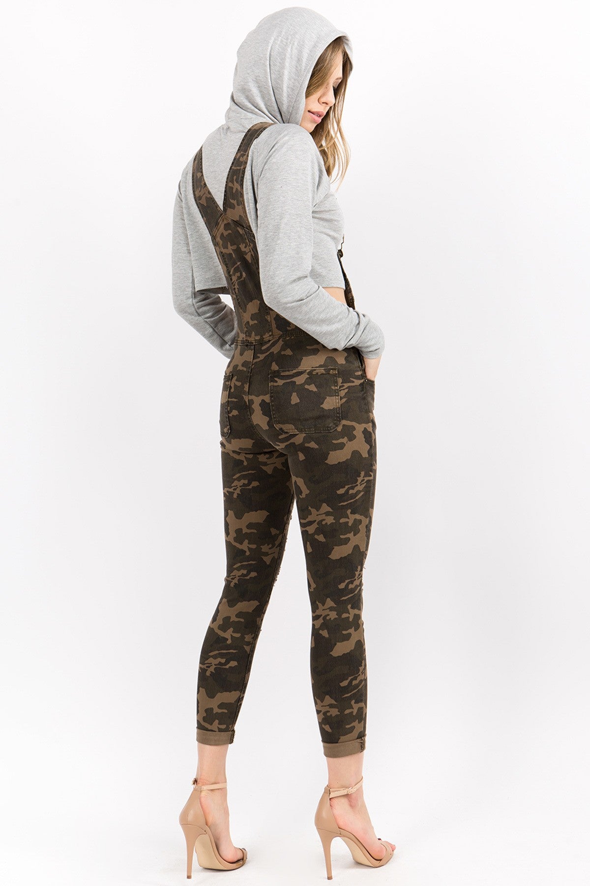 Camo Distressed Overall Bibs - PLUS - jumpsuit
