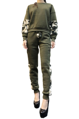 Washed Fatigue Camo Scrunched Stacked Leg Pants - PLUS