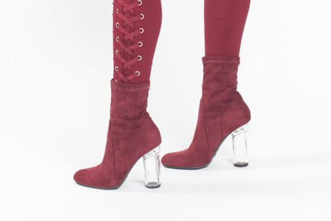 Vivian Red Lycra Pointy Toe Booties