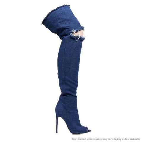 Venice Blue HIgh Waist Stacked Leg Denim Jeans